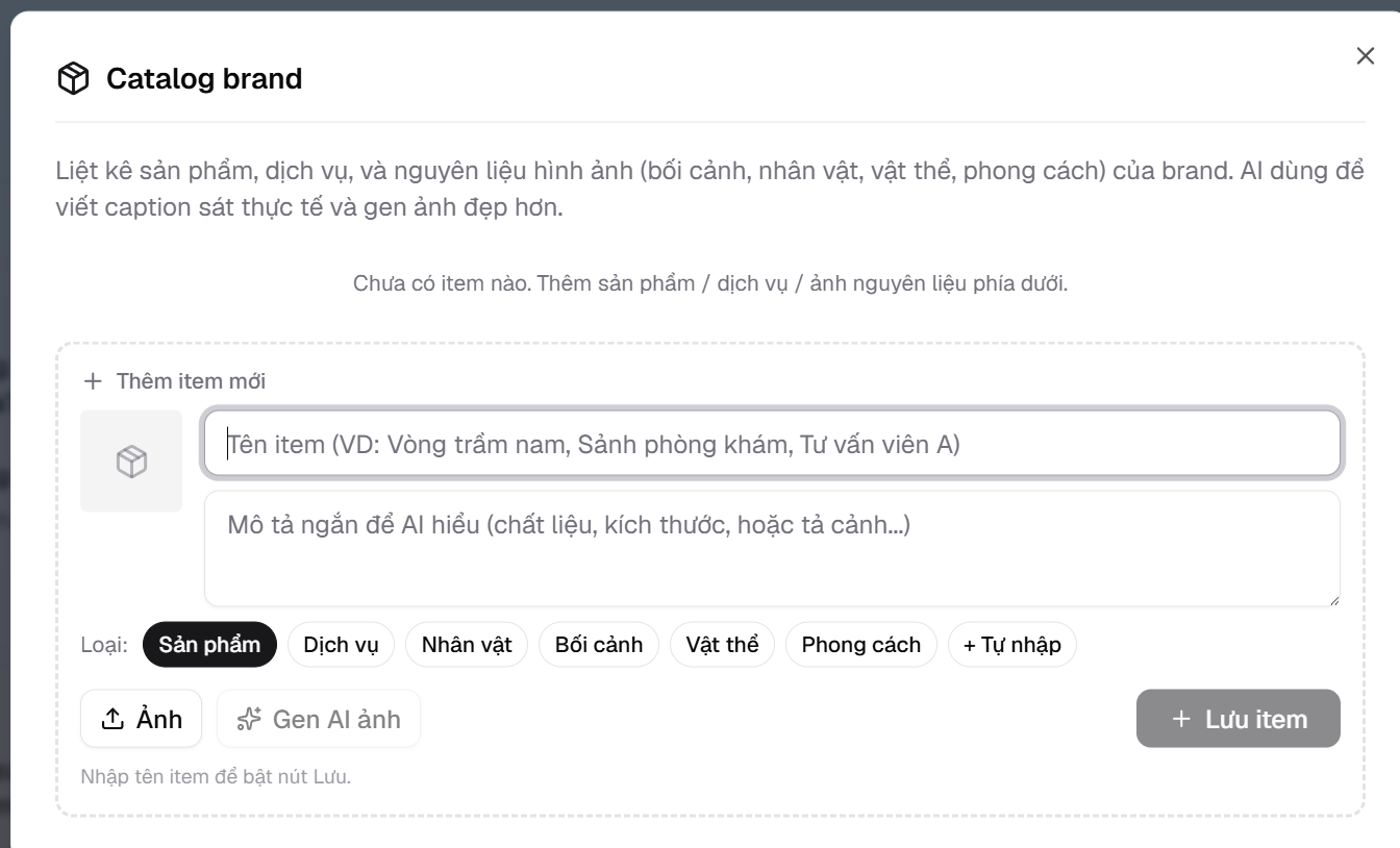 Điền sản phẩm để AI gợi ý đúng hàng
