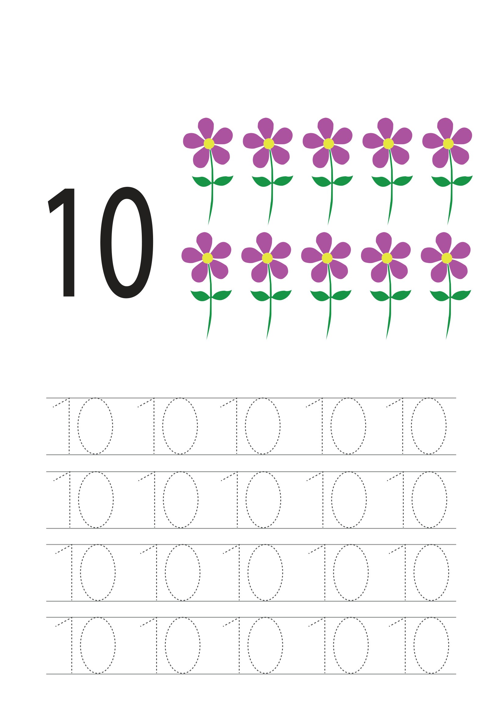 Bé tập tô số 10 (có hình đếm)